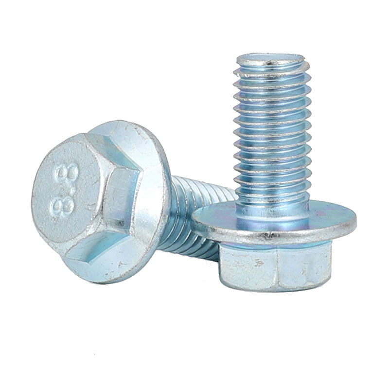 Pernos de brida chapados en zinc blanco azul de alta resistencia DIN6921