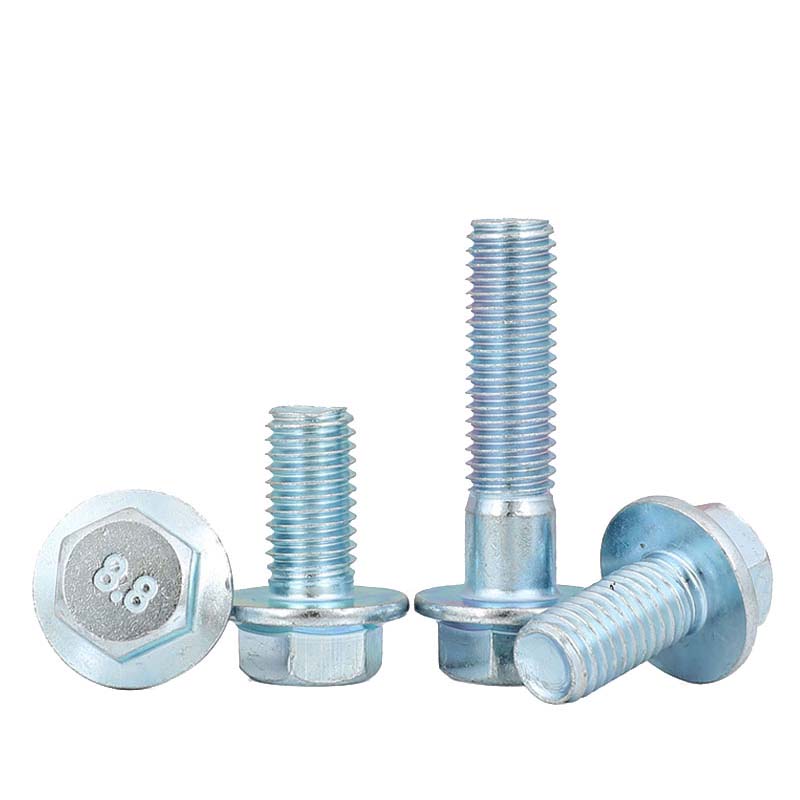 Pernos de brida chapados en zinc blanco azul de alta resistencia DIN6921