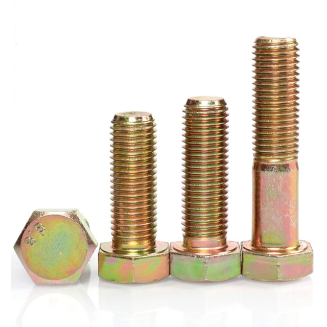 A&ccedil;o de alta resist&ecirc;ncia DIN931 DIN933 parafusos hex&aacute;ticos de zinco amarelo