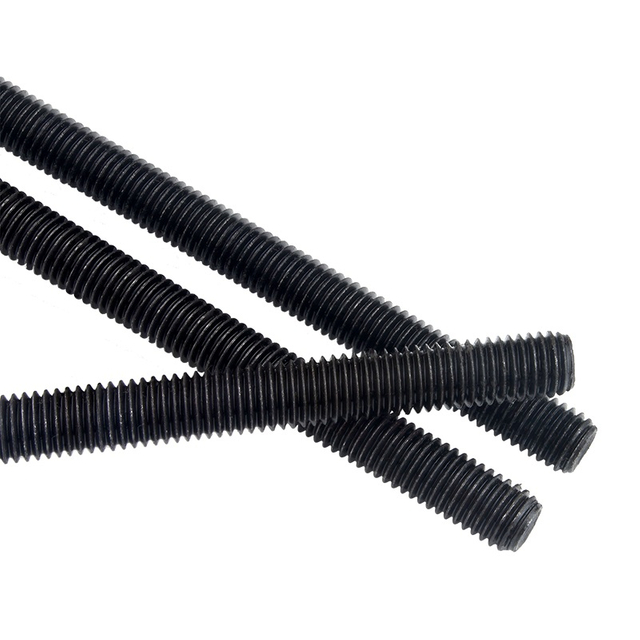 Tiges filet&eacute;es en oxyde noir en acier haute r&eacute;sistance