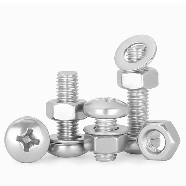 Juego de tornillos para metales con cabeza plana ranurada de acero inoxidable