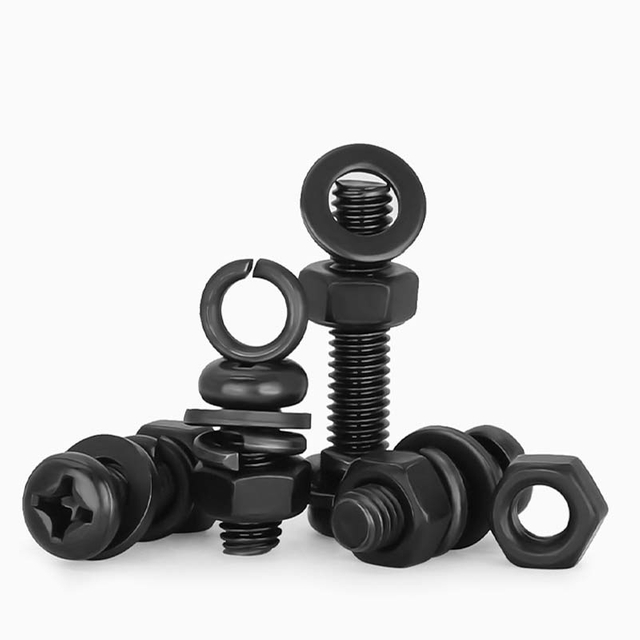 Jeu de vis &agrave; m&eacute;taux &agrave; t&ecirc;te cylindrique fendue noire